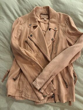 Women's Dusty Blush Leather Moto Jacket